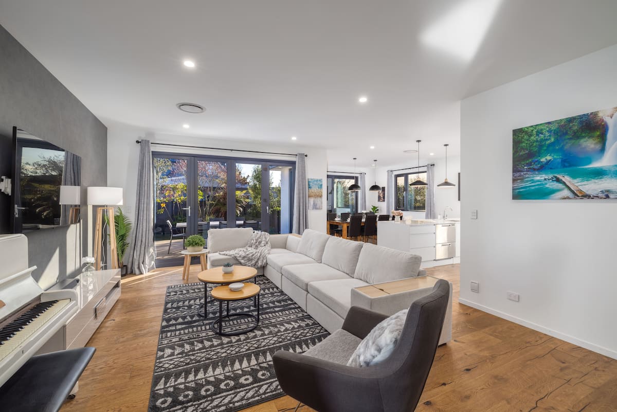 Open-plan living with designer furniture